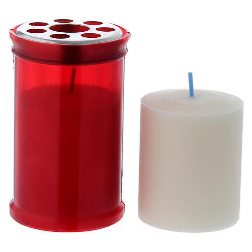 Red votive candle T30 in white wax 2