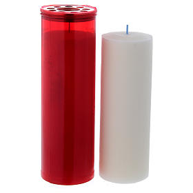 Lampe votive couleur rouge T60 avec cire blanche