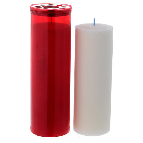 Lampe votive couleur rouge T60 avec cire blanche 2