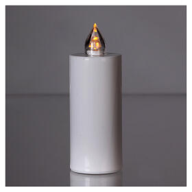 Lumada white votive candle with yellow flickering light