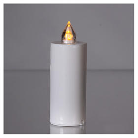 Świeczka wotywna znicz Lumada biała ze światłem żółtym płomień realistyczny