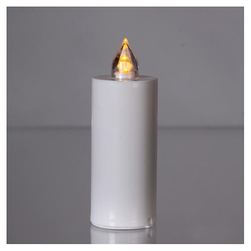 Świeczka wotywna znicz Lumada biała ze światłem żółtym płomień realistyczny 2