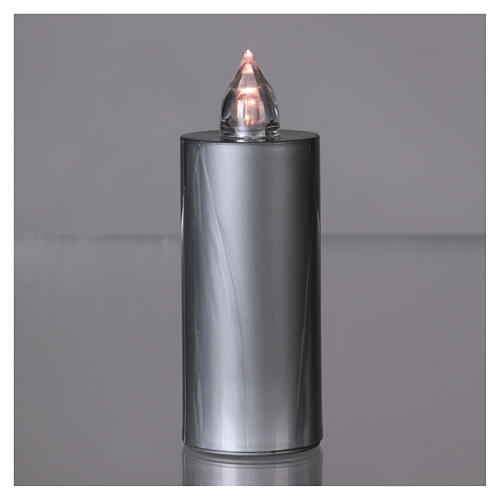 Lumada silver votive candle with white flashing light disposable 2