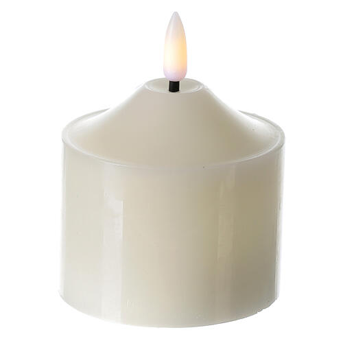 Wax candle, h 10 cm, 3D LED flame with sensor for remote control 1