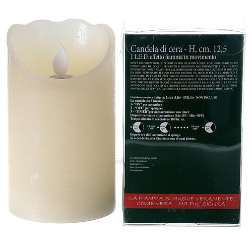 Wax LED candle h 13 cm flame effect motion 4