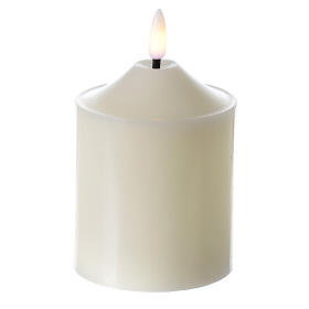 Wax candle, h 12 cm, 3D LED flame with sensor for remote control