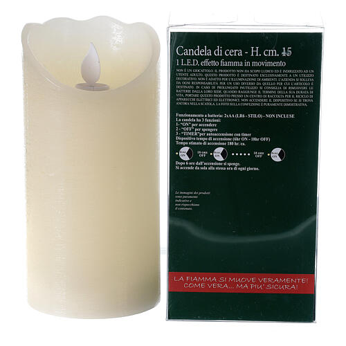Wax LED candle, flame effect motion, h 15 cm 4