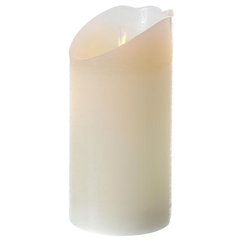 Bougie cire LED flamme effet mouvement h 15 cm 2