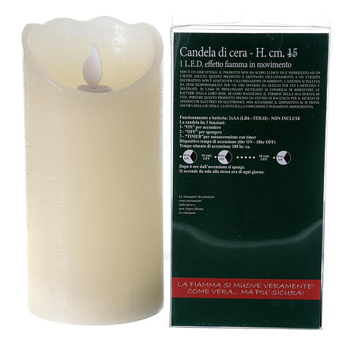 Bougie cire LED flamme effet mouvement h 15 cm 4