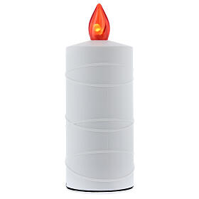 Lumada votive candle with Sacred Heart of Jesus, white with red flame