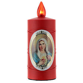 Lumada votive candle with Immaculate Heart of Mary, red plastic