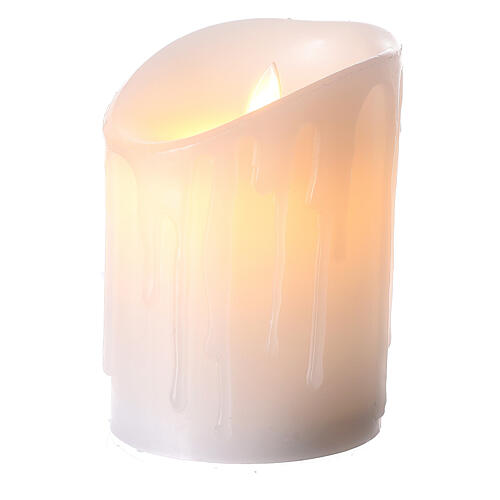 Bougie cire blanche fondue LED vacillante 13x9 cm 3