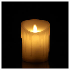 White LED flickering wax candle 13x9 cm melting