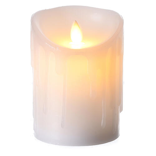 White LED flickering wax candle 13x9 cm melting 1