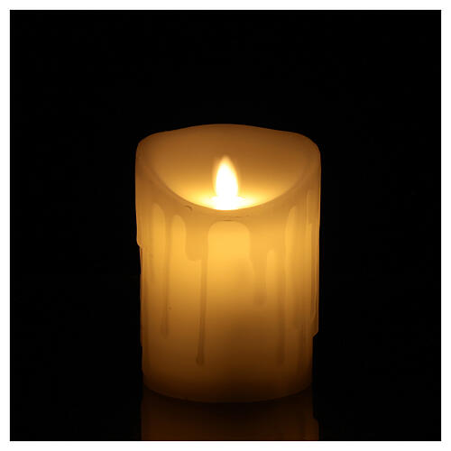 White LED flickering wax candle 13x9 cm melting 2