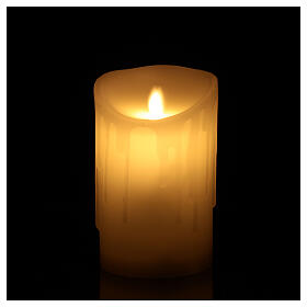 LED flickering white wax candle 15x9 cm