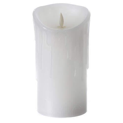 Flackernde LED-Kerze aus weißem Wachs, 18 x 9 cm | Online-Verkauf über