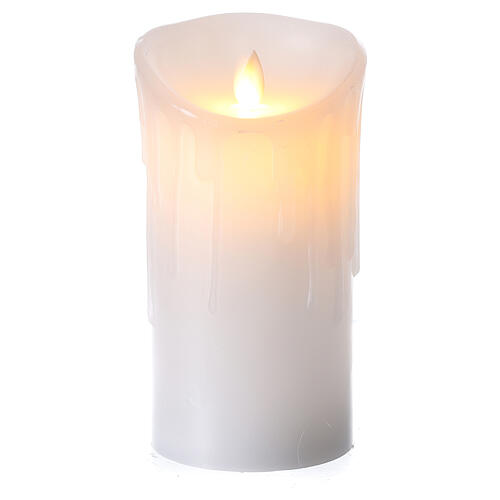 Świeca wosk biały i LED światło drżące, 18x9 cm 1