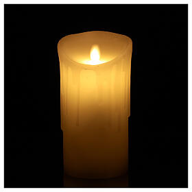 White wax candle LED flickering light 18x9 cm