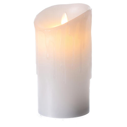 White wax candle LED flickering light 18x9 cm 3