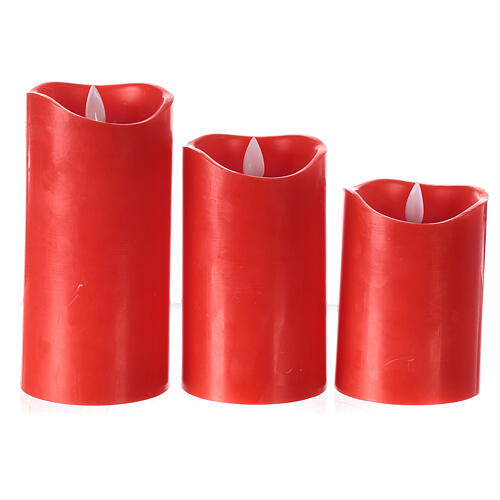 Set 3 Red LED wax candles with flickering remote control 5