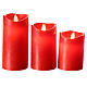 Set 3 Red LED wax candles with flickering remote control s1