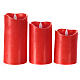 Set 3 Red LED wax candles with flickering remote control s5