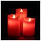 Set 3 bougies rouges cire LED vacillant à souffler s2