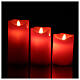 Set 3 bougies rouges cire LED vacillant à souffler s4
