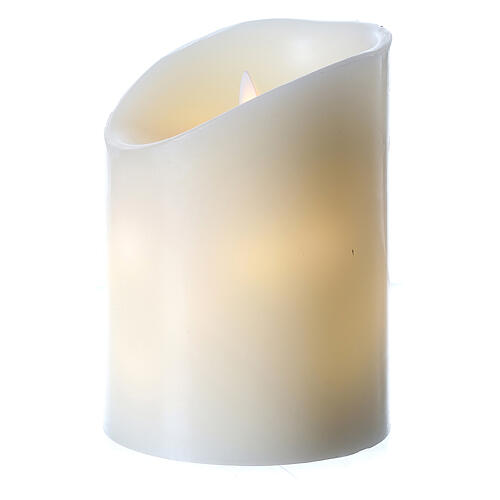 Weiße LED-Wachskerze mit flackerndem Effekt und warmweißem Licht, 13 x 9 cm 3