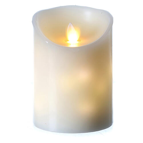 Bougie LED en cire blanche avec flamme vacillante 12,5cm