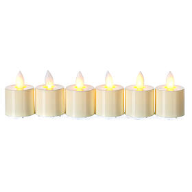 Velinhas LED 7x4 cm cor de marfim conjunto 6 peças luz branca quente