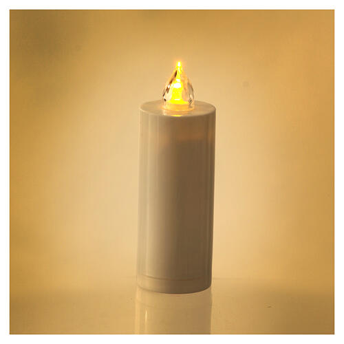 White votive candle with fixed yellow flame Lumada 100 days 2