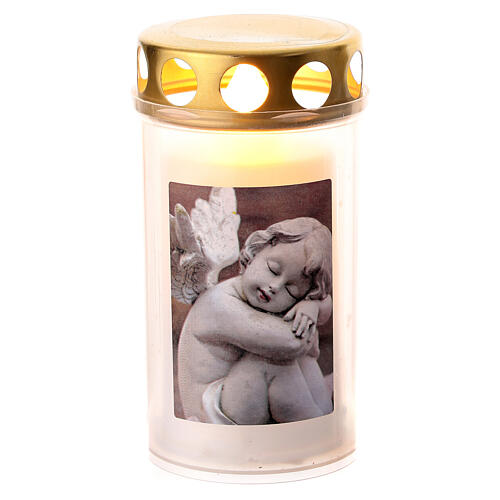 White LED votive candle with angel, 4 in, 60 days 1