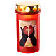 Red LED votive candle with cross, 4 in, 60 days s1