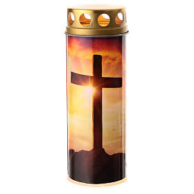 Votivkerze mit LED und Kreuz 18 cm 45 Tage