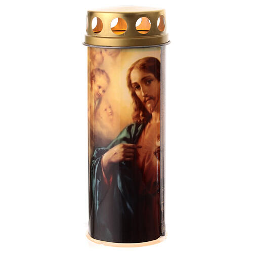 LED votive candle with Sacred Hearts of Jesus and Mary, 45 days, 7 in 2