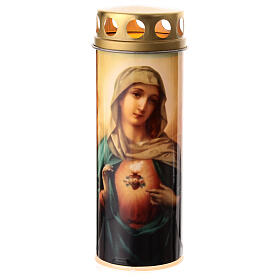 Veilleuse votive LED Sacré Coeur de Jésus et Marie 18 cm 45 jours