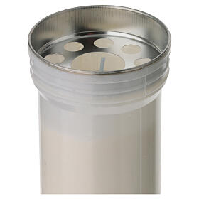 White wax votive candle with Virgin Mary, assorted, 3.15-inch diameter