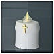 Bougie votive blanche LED vacillante blanc chaud croix dorée s2
