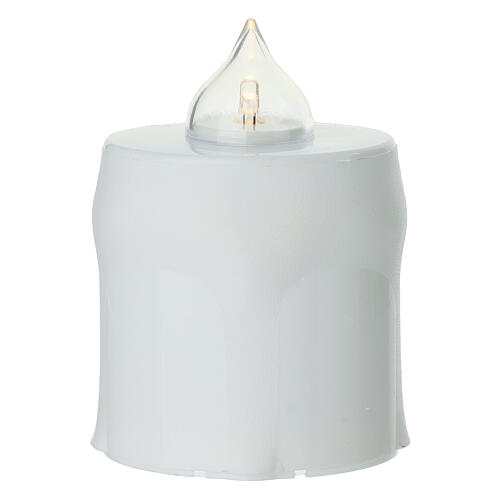 White LED votive candle flickering warm white with golden cross 3