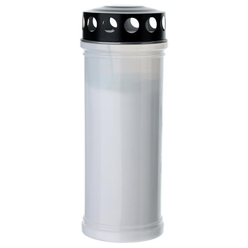 White wax votive candle with Holy Spirit and rain cover 3