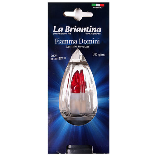 Lumino vetro fiamma Domini luce rossa intermittente 365 giorni 2