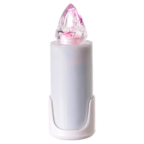 White votive candle, adhesive support and pink flickering light, 120 days 1