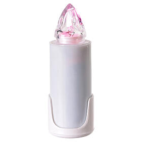White votive light with adhesive support, pink flickering light 120 days duration