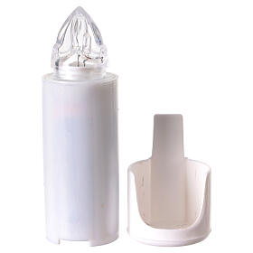 White votive light with adhesive support, pink flickering light 120 days duration