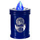 Electric blue votive candle with Christ sticker, 60 days, steady blue light s1