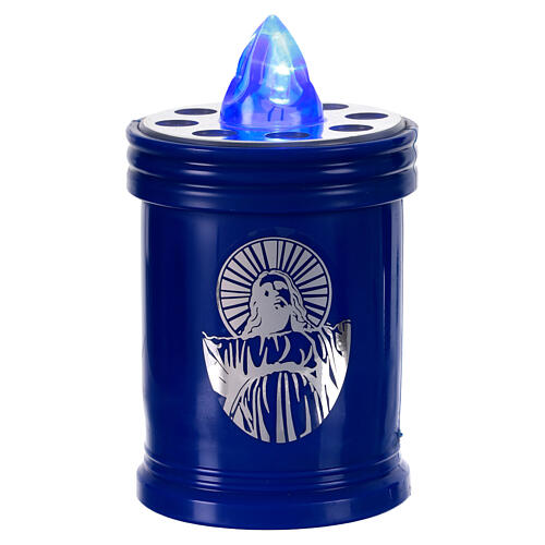 Bougie électrique bleu autocollant Christ 60 jours lumière bleue fixe 1