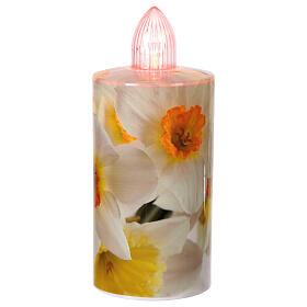 Electric votive candle with floral print, steady red light for 60 days