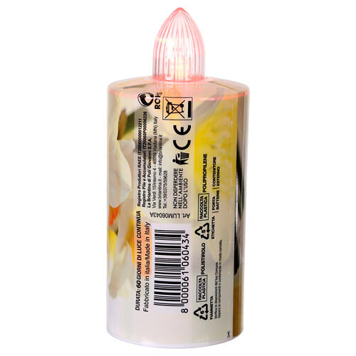 Electric votive candle with floral print, steady red light for 60 days 3